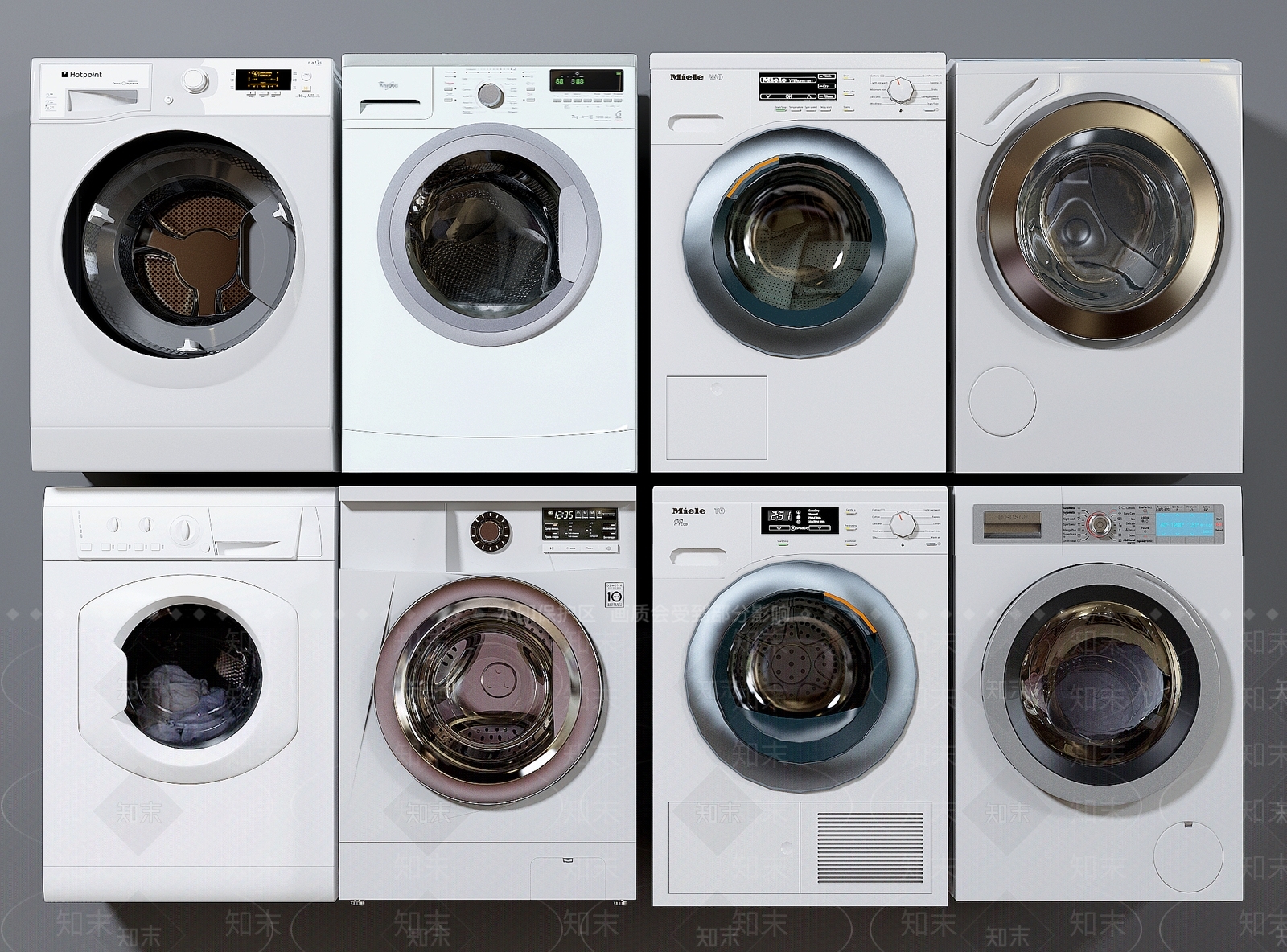 现代滚筒洗衣机3D模型下载【ID:170088520】