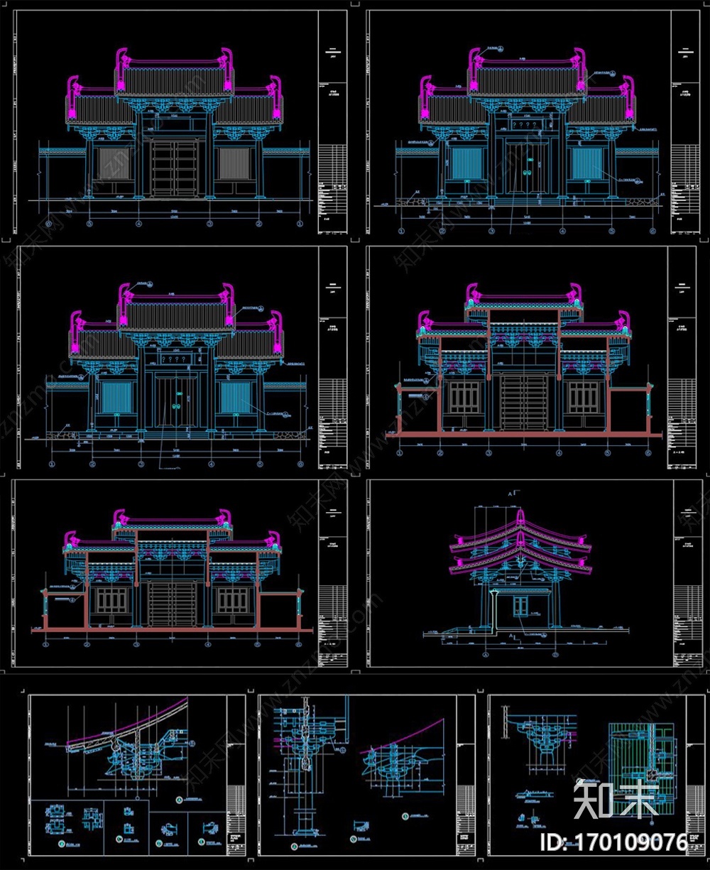 古建山门cad施工图下载【ID:170109076】