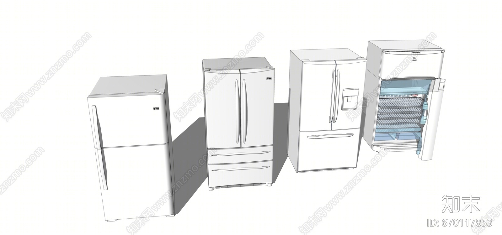 现代风格冰箱组合SU模型下载【ID:670117853】