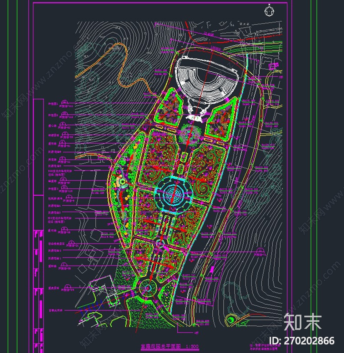 宫廷花园景观总平面图cad施工图下载【ID:270202866】