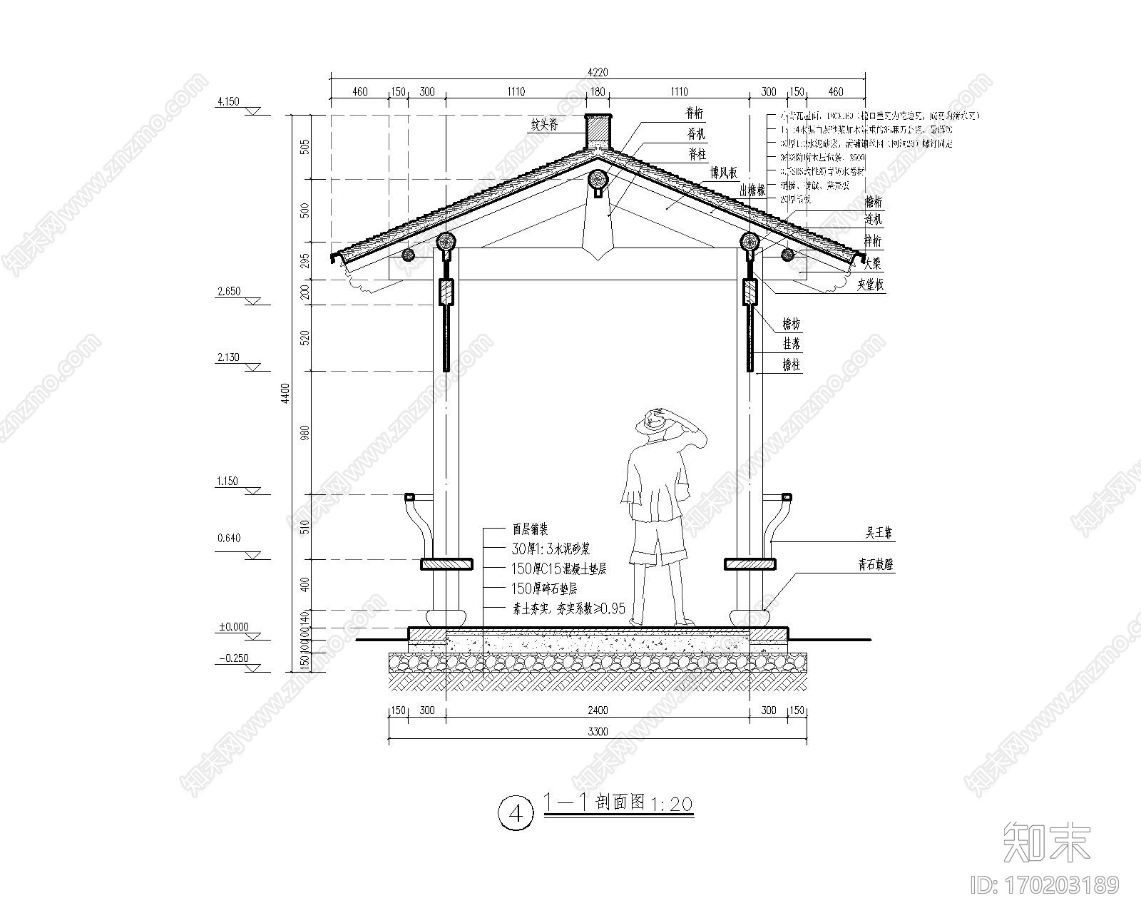 苏式古建筑仿古木结构木建筑天正T20版本全套图纸带结构基础图纸古典双层廊架组合cad施工图下载【ID:170203189】