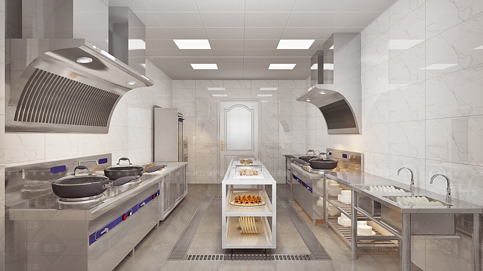 现代酒店厨房3D模型下载【ID:770210732】