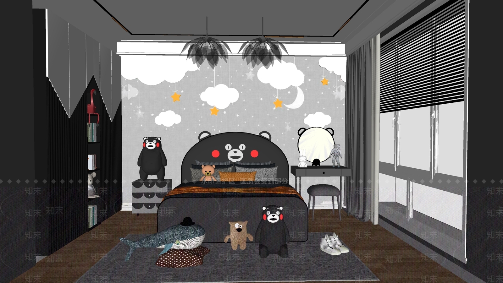 现代风格儿童房SU模型下载【ID:870211896】