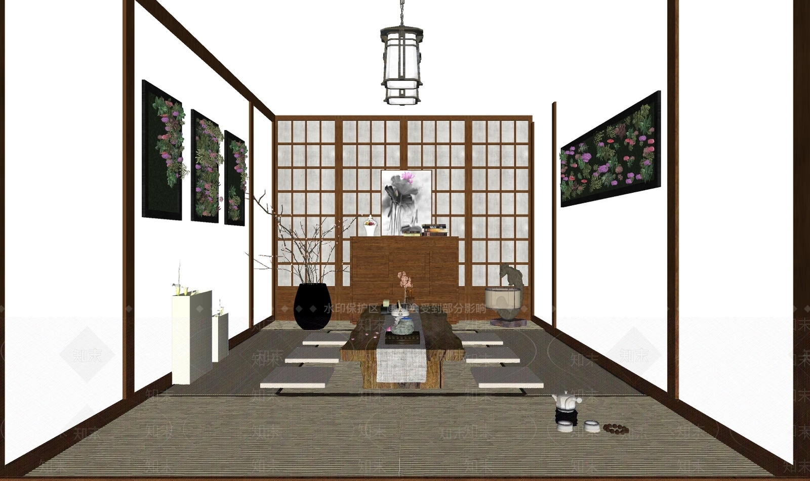 日式风格茶室SU模型下载【ID:970215303】