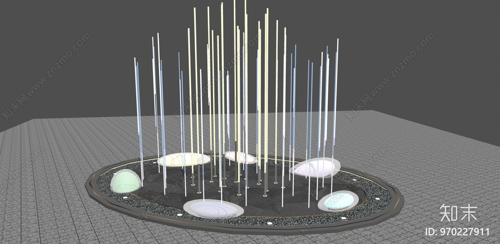 现代风格广场旱喷喷泉SU模型下载【ID:970227911】