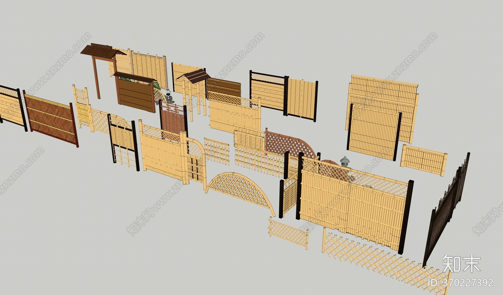 现代风格围墙SU模型下载【ID:370227392】