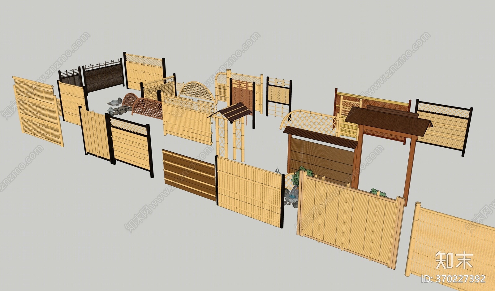 现代风格围墙SU模型下载【ID:370227392】
