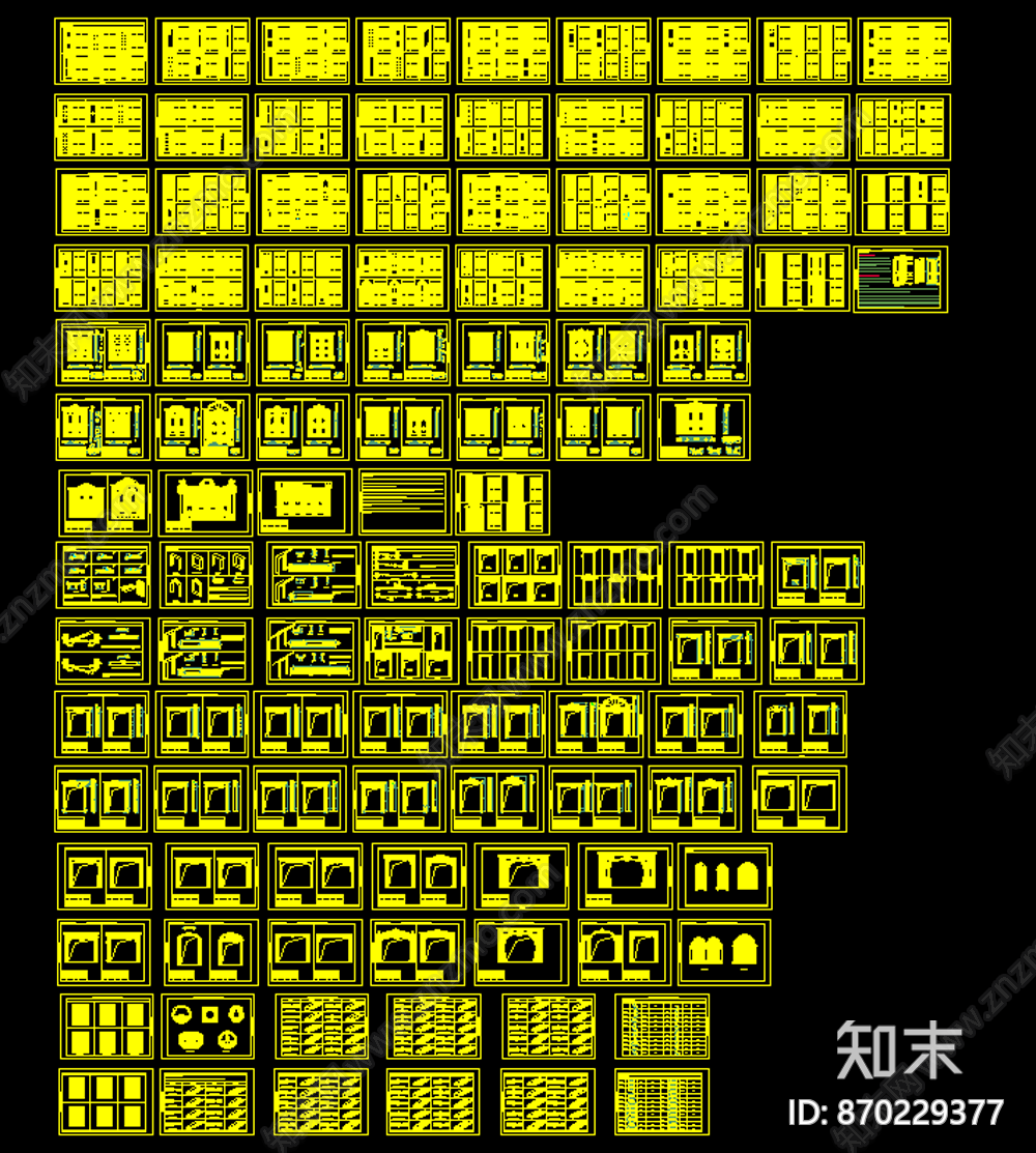 室内家装单开门雕花垭口实木门施工图下载【ID:870229377】