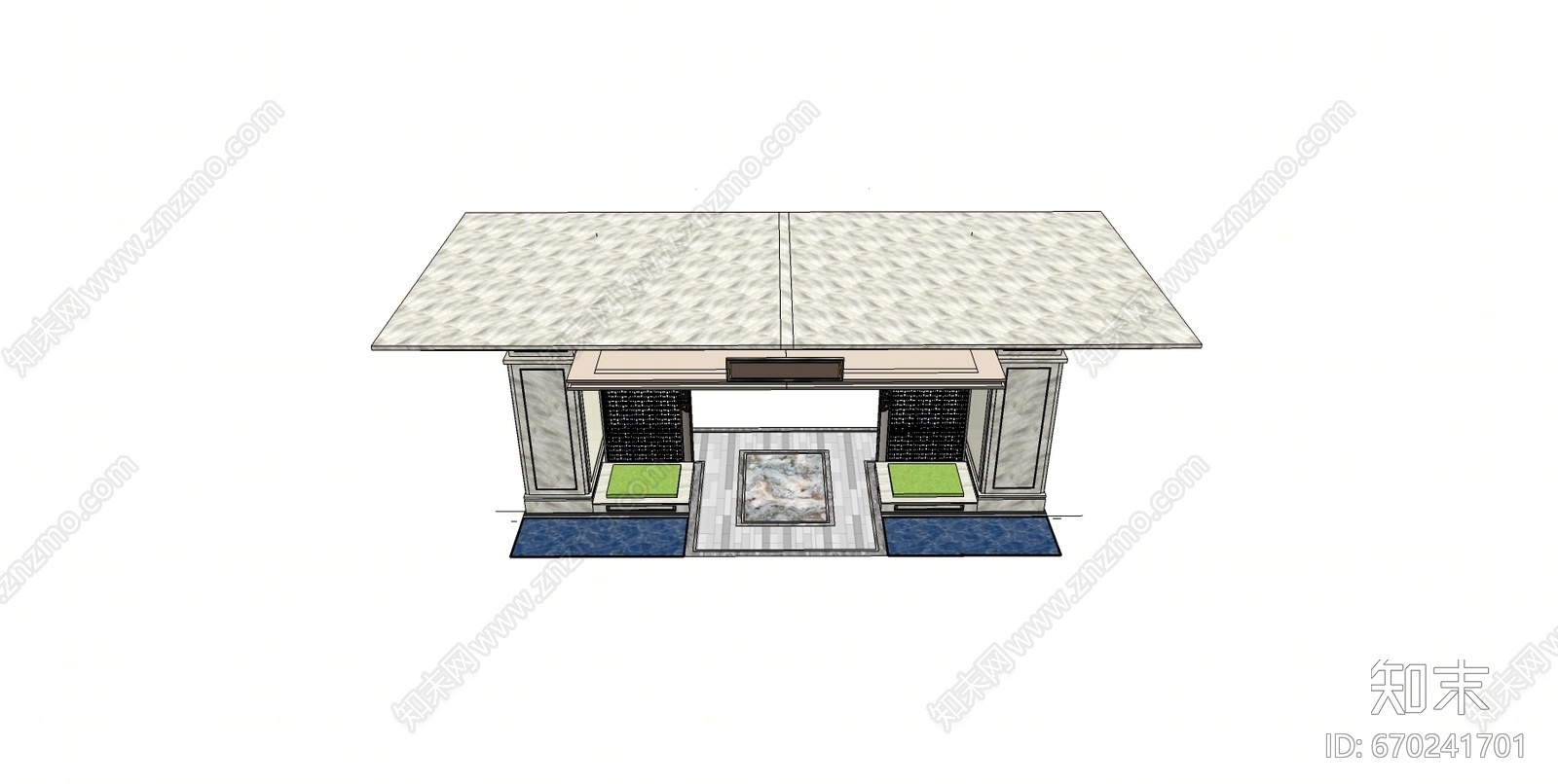 新中式风格景观大门SU模型下载【ID:670241701】