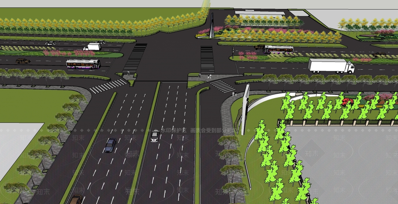 现代风格道路SU模型下载【ID:970248760】