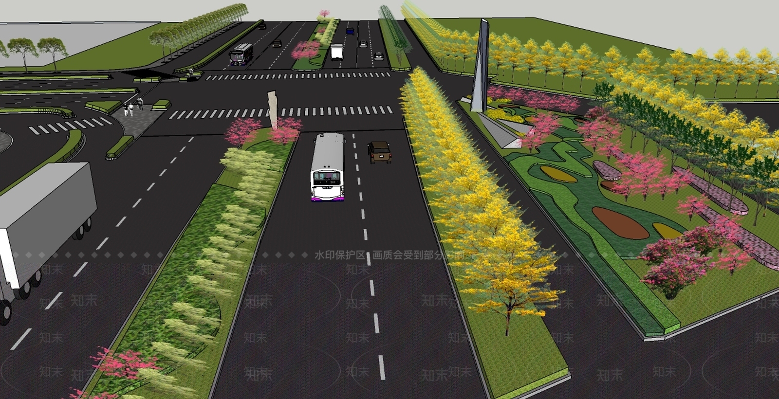 现代风格道路SU模型下载【ID:970248760】