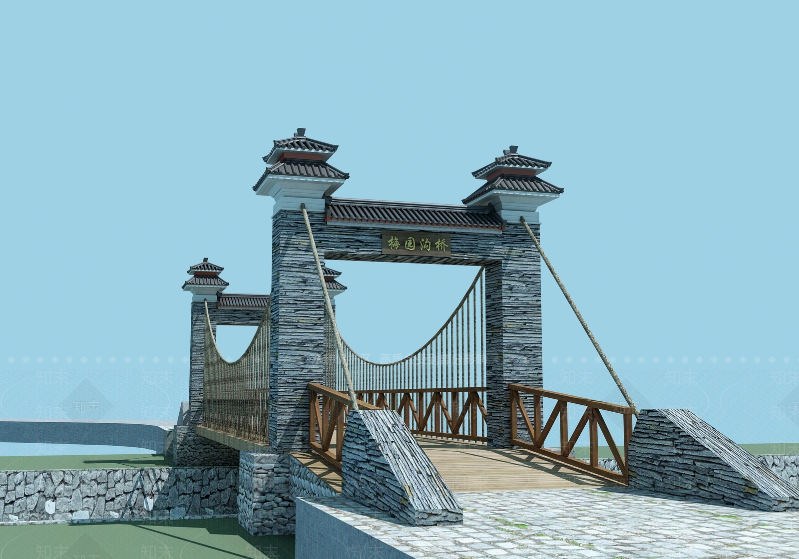 中式吊桥3D模型下载【ID:270254851】