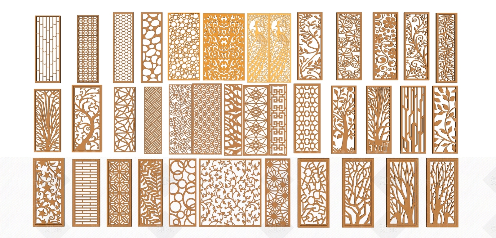 新中式风格雕花屏风隔断SU模型下载【ID:470272685】