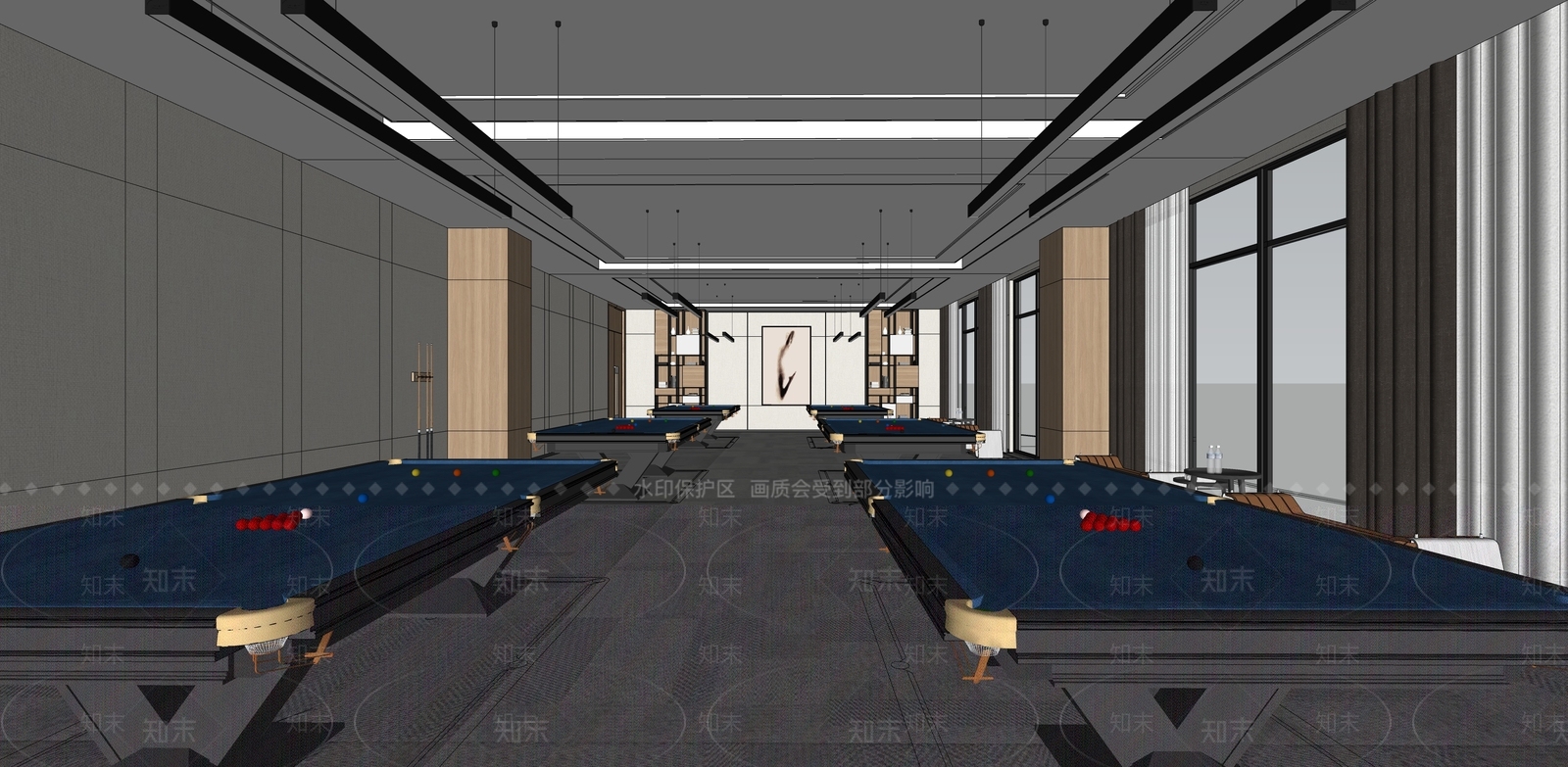 现代风格台球室SU模型下载【ID:570281405】
