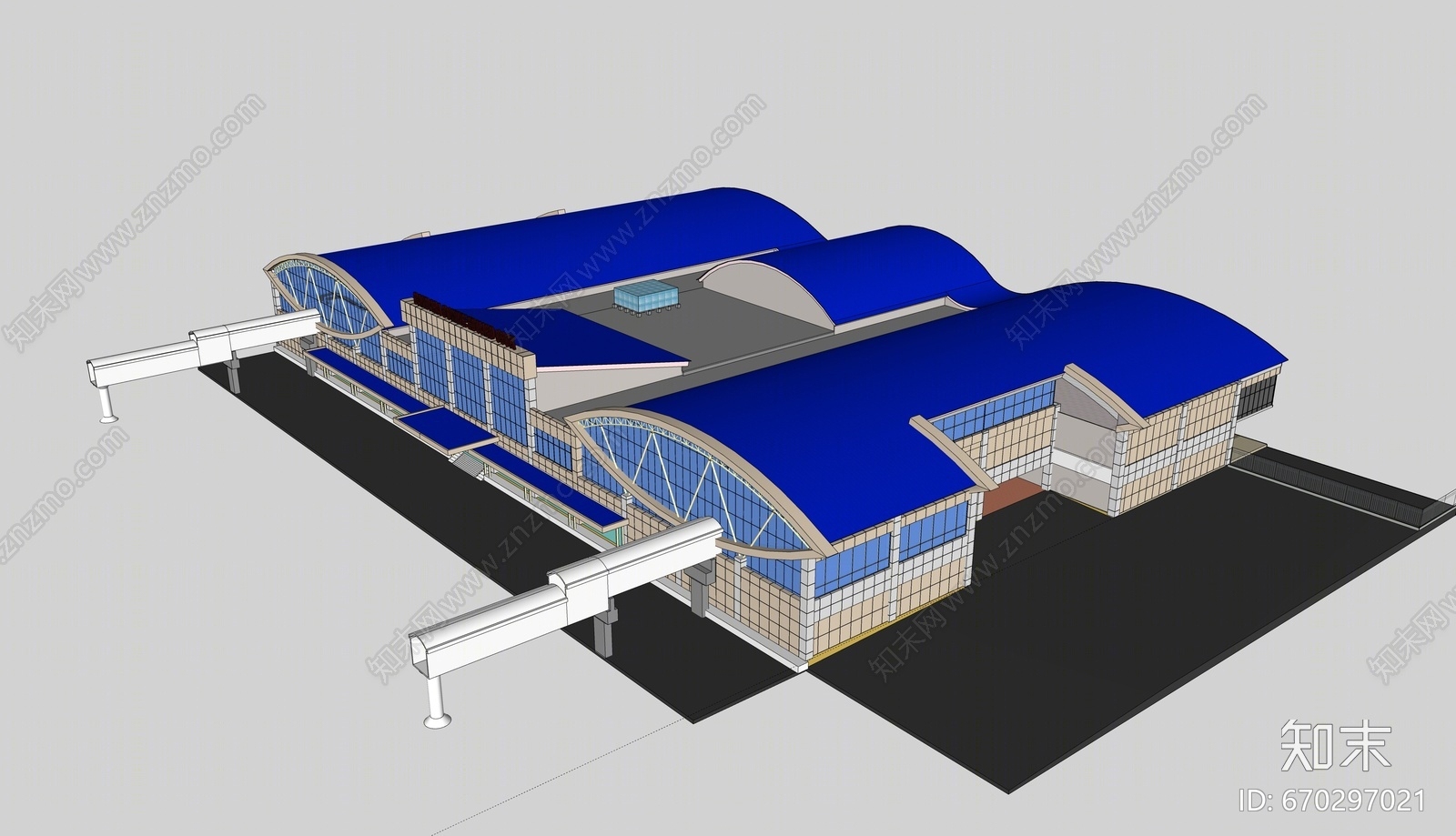 现代风格车站SU模型下载【ID:670297021】