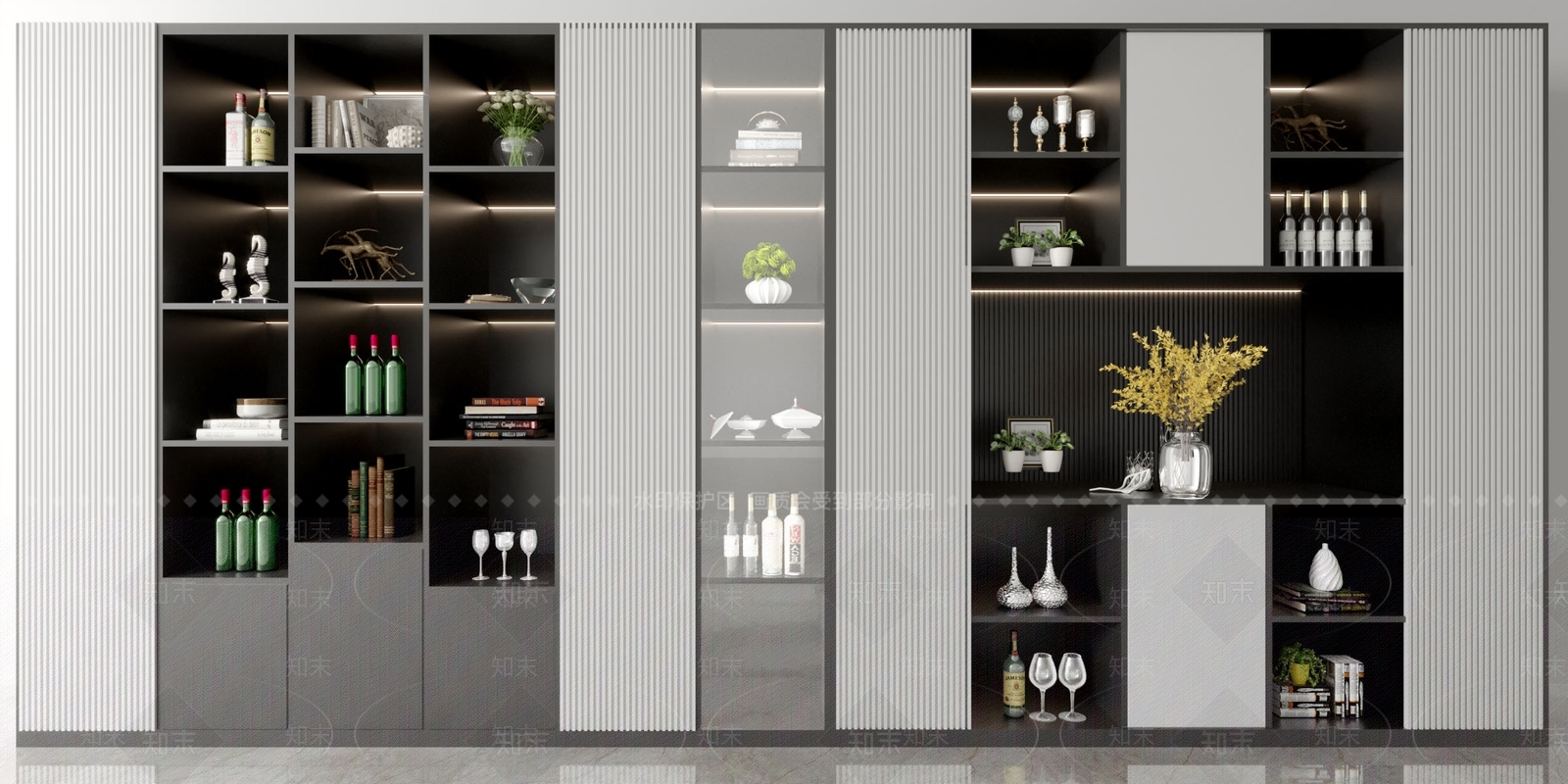现代酒柜3D模型下载【ID:970297088】