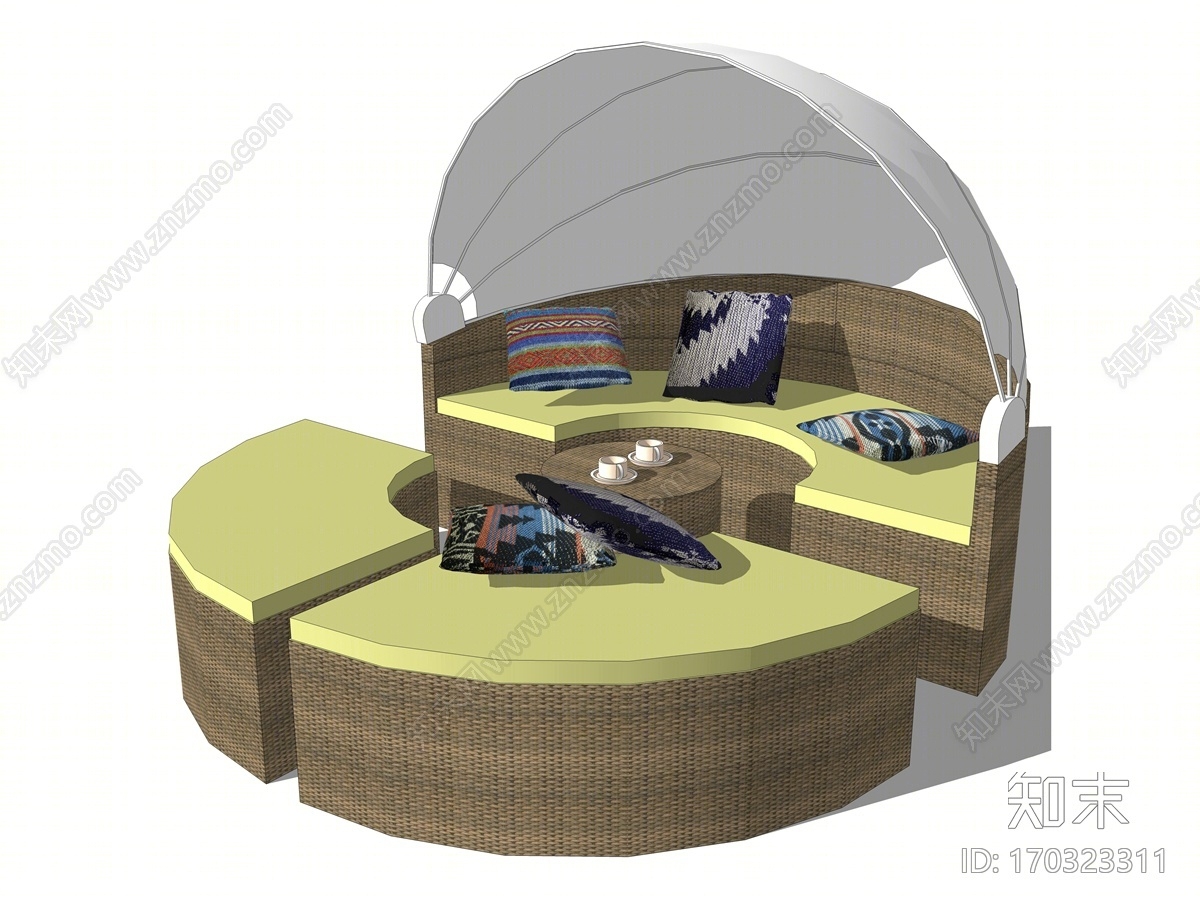 现代风格户外沙发SU模型下载【ID:170323311】