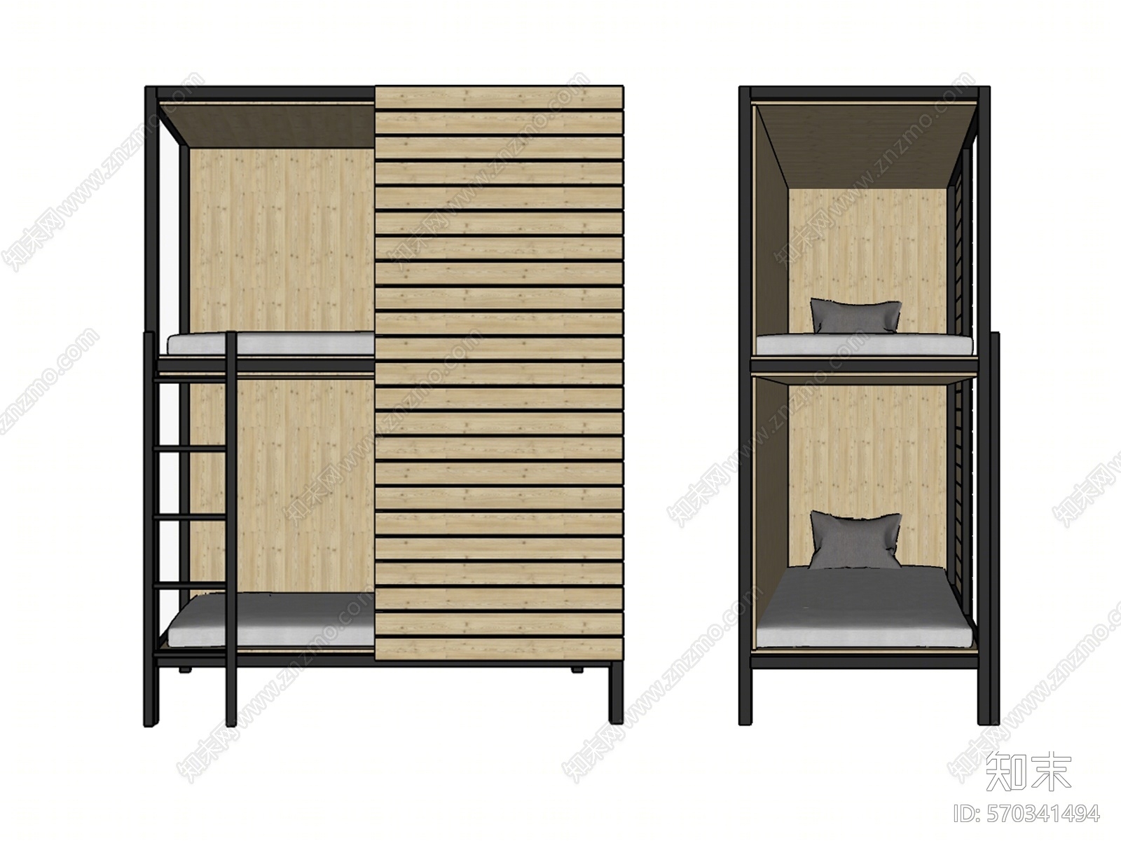 现代风格双层床SU模型下载【ID:570341494】