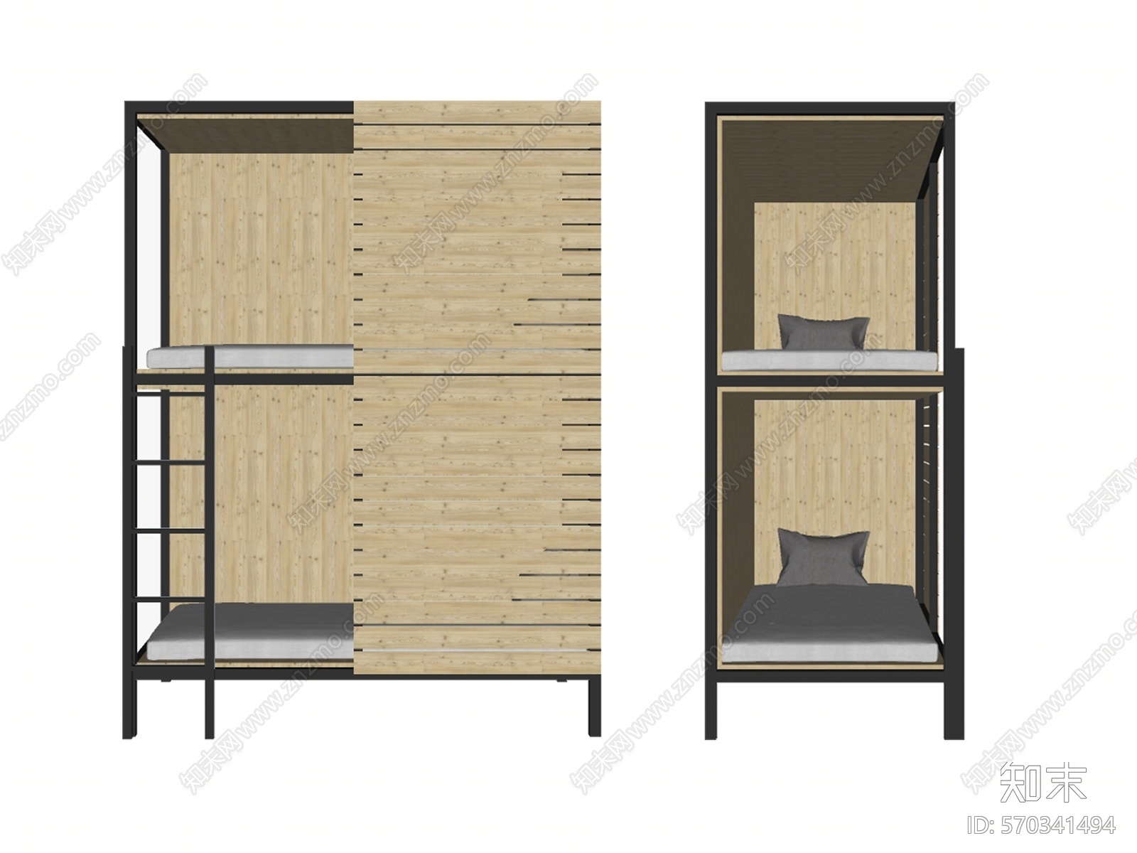 现代风格双层床SU模型下载【ID:570341494】