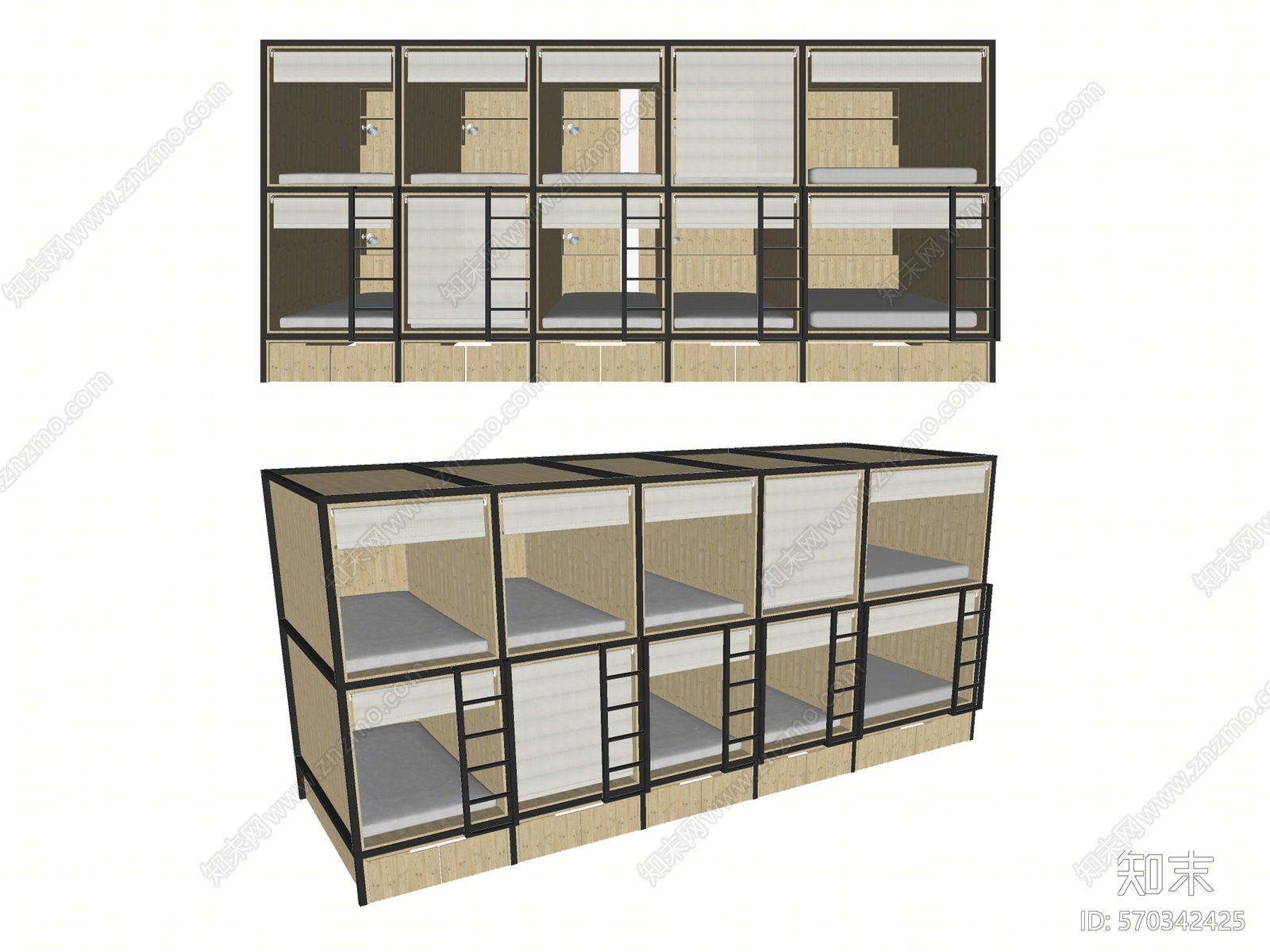 现代风格双层床SU模型下载【ID:570342425】