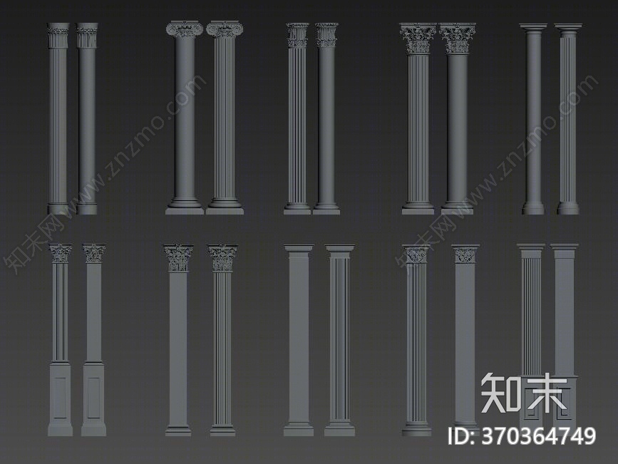 欧式风格罗马柱SU模型下载【ID:370364749】