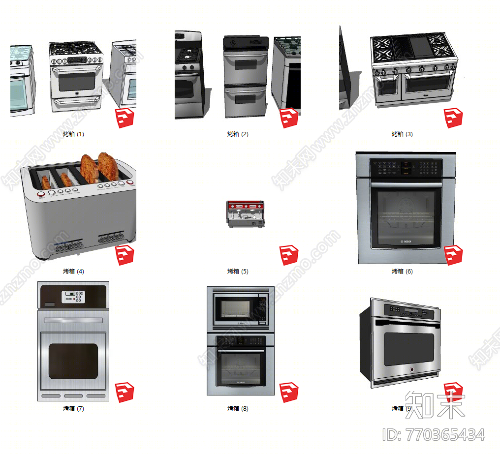 现代风格烤箱SU模型下载【ID:770365434】