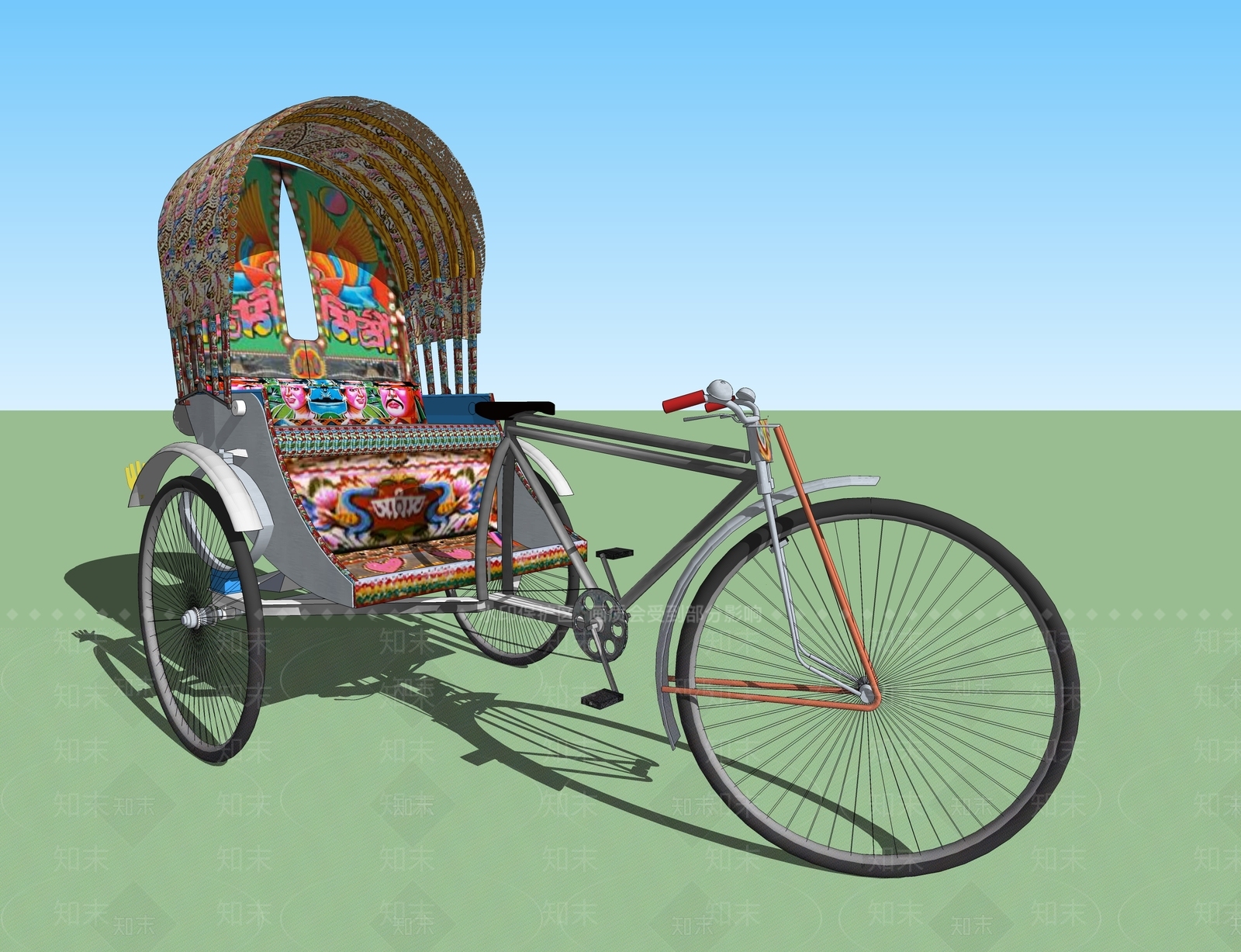 现代风格黄包车SU模型下载【ID:170383882】