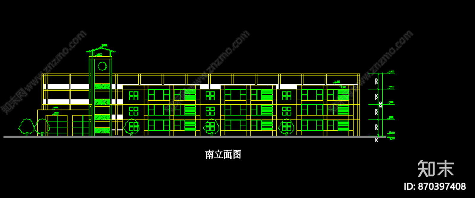 3层9班cad施工图下载【ID:870397408】