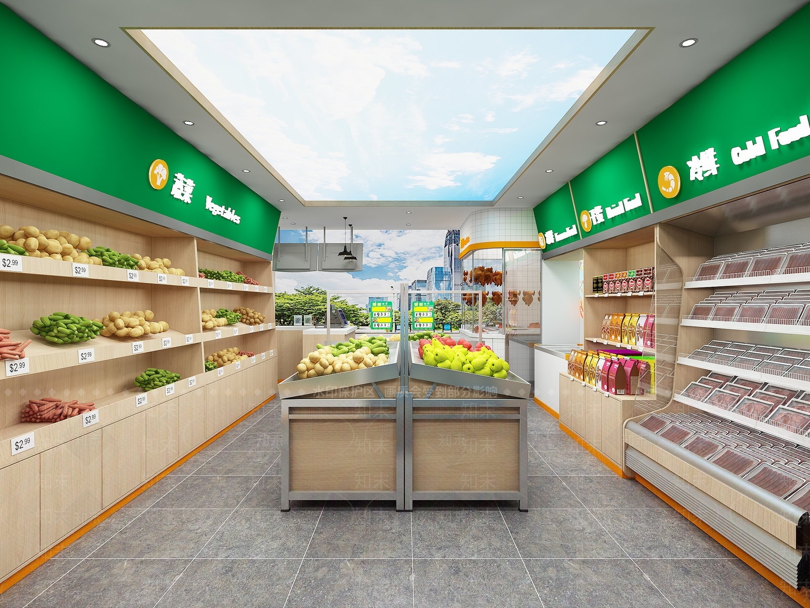 现代蔬菜超市3D模型下载【ID:570403328】