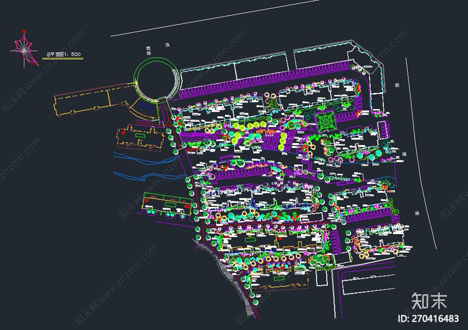 某花苑绿化总平面图cad施工图下载【ID:270416483】