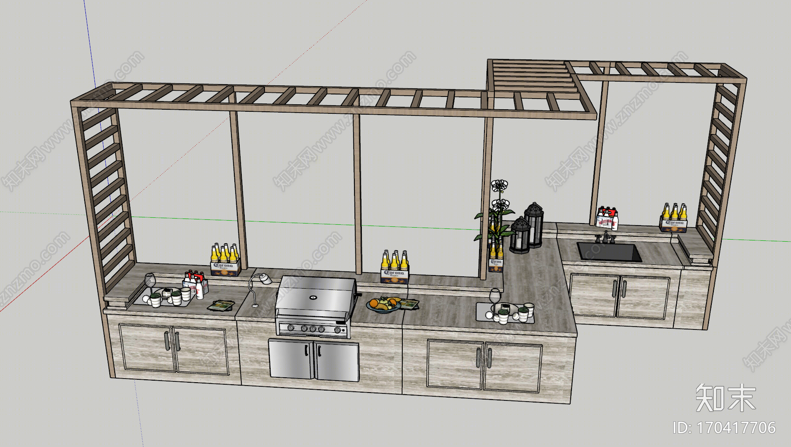 现代风格户外厨房台面SU模型下载【ID:170417706】