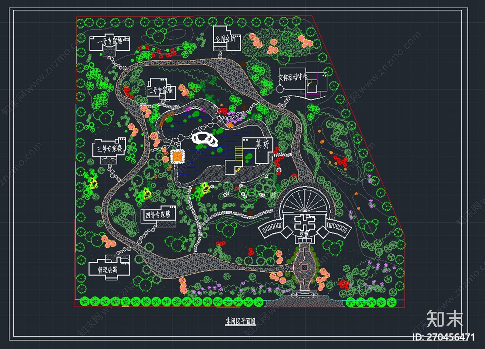 某休闲区园林规划平面图施工图下载【ID:270456471】
