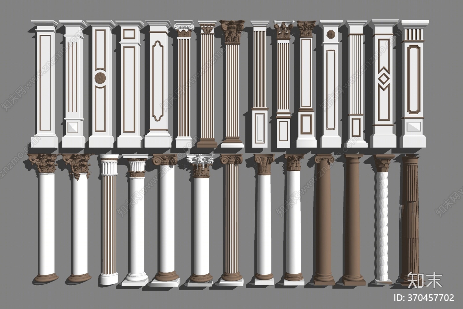 欧式风格罗马柱SU模型下载【ID:370457702】