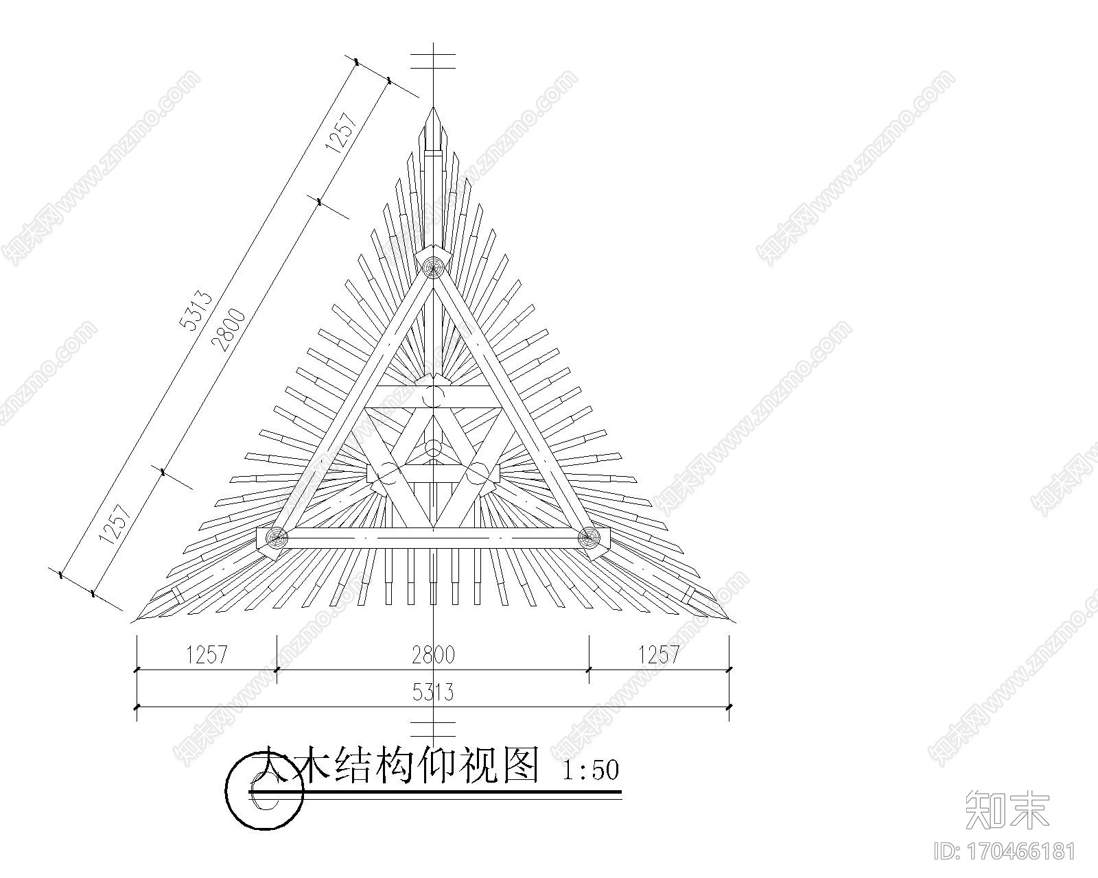 苏式古建筑仿古木结构木建筑天正T20版本三角亭施工图下载【ID:170466181】