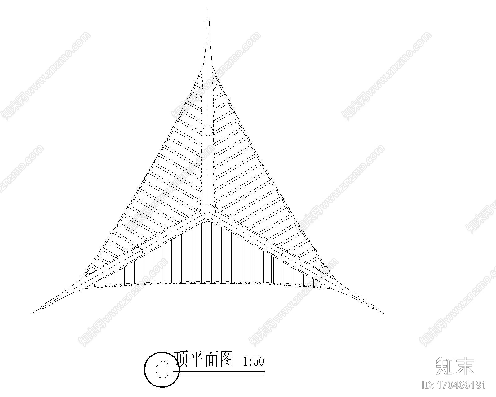 苏式古建筑仿古木结构木建筑天正T20版本三角亭施工图下载【ID:170466181】