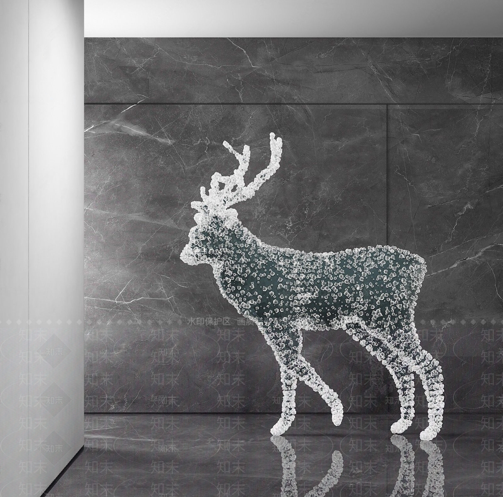 现代水晶鹿雕塑3D模型下载【ID:370468807】