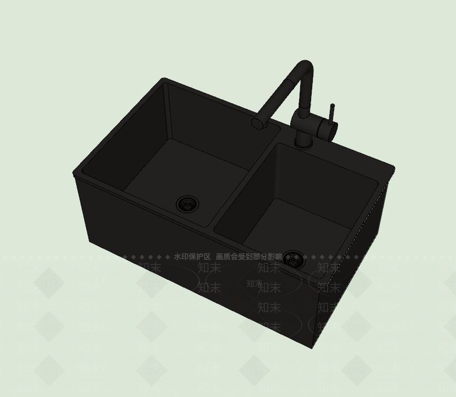 现代风格双水槽SU模型下载【ID:770468743】