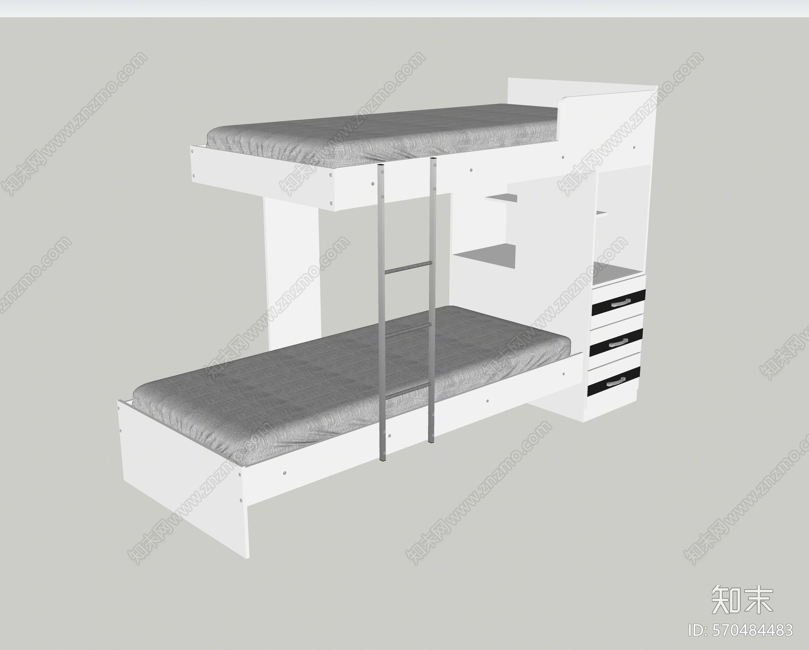 现代风格宿舍双层床SU模型下载【ID:570484483】