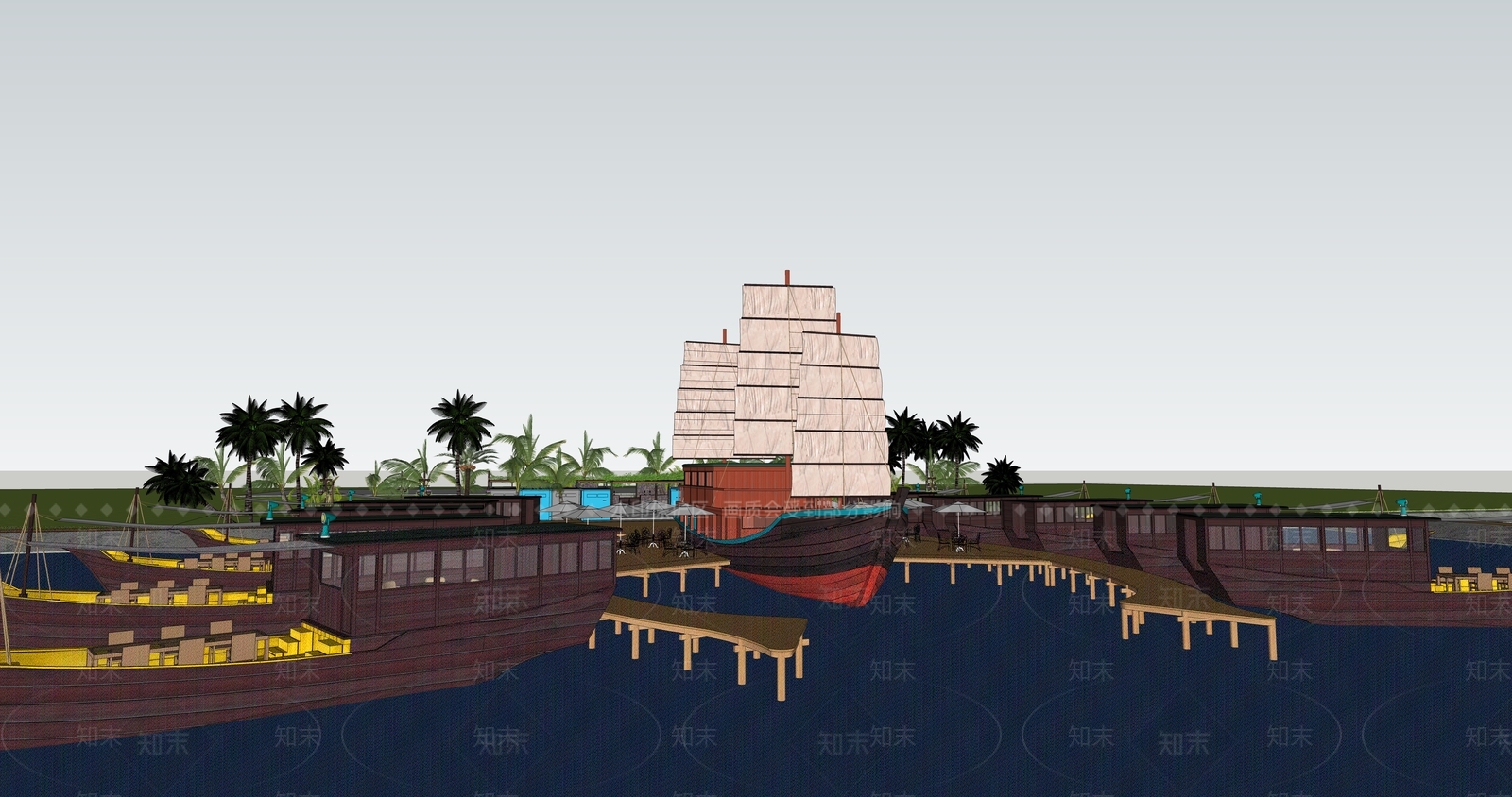 东南亚风格餐厅SU模型下载【ID:970500044】