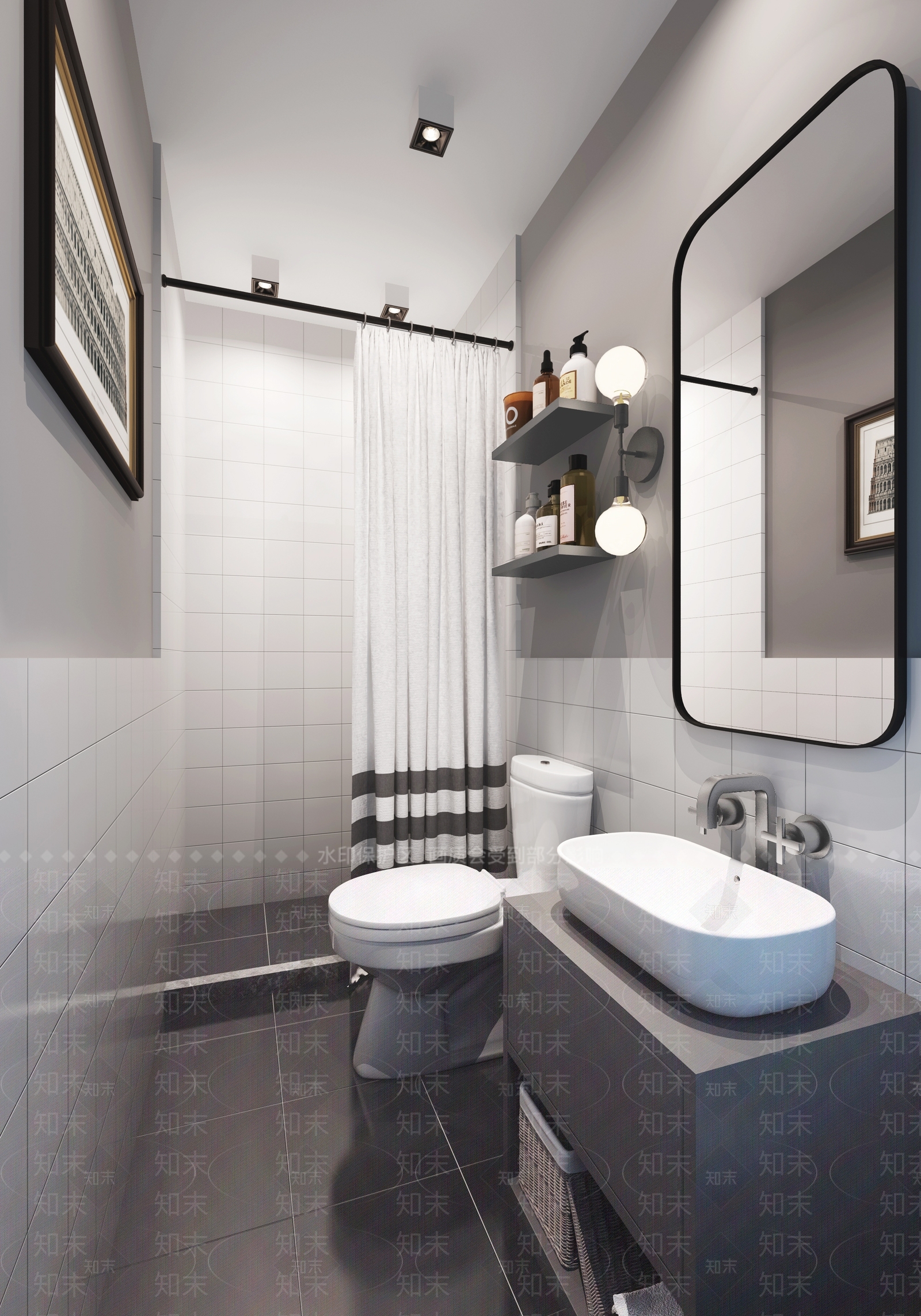 北欧风格卫生间3d模型下载【id:570539468】