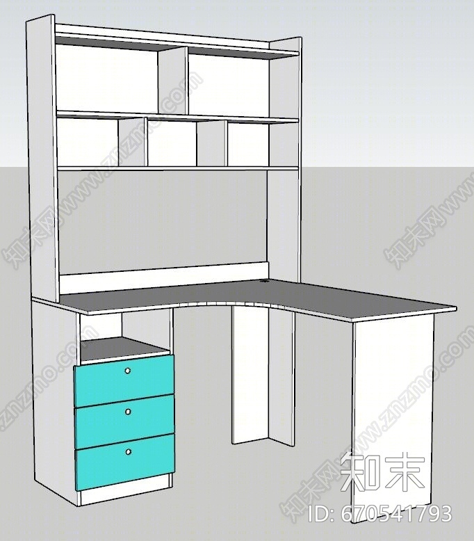 现代风格书桌SU模型下载【ID:670541793】