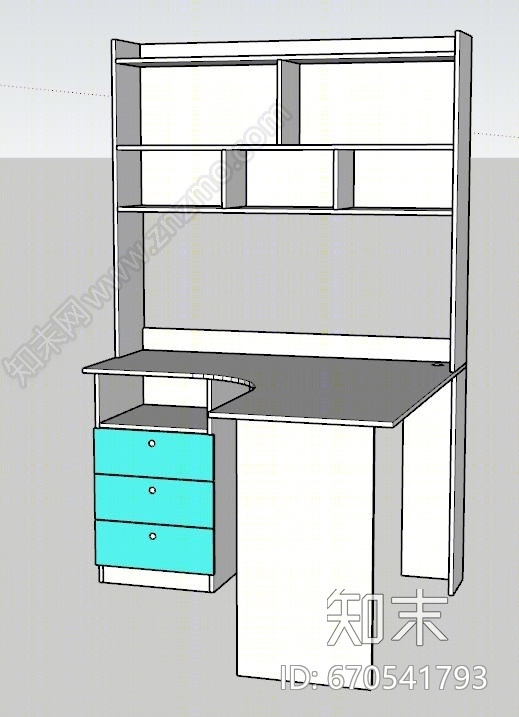 现代风格书桌SU模型下载【ID:670541793】