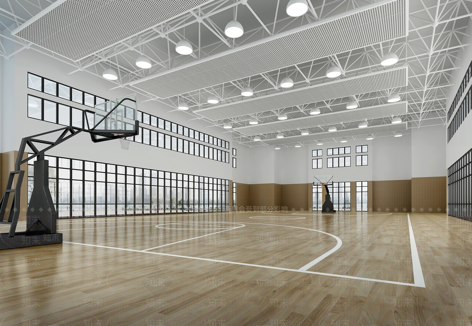 现代室内篮球场3D模型下载【ID:370551854】