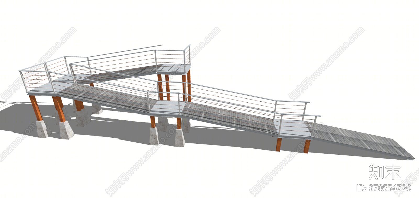 现代风格坡道栏杆SU模型下载【ID:370554720】