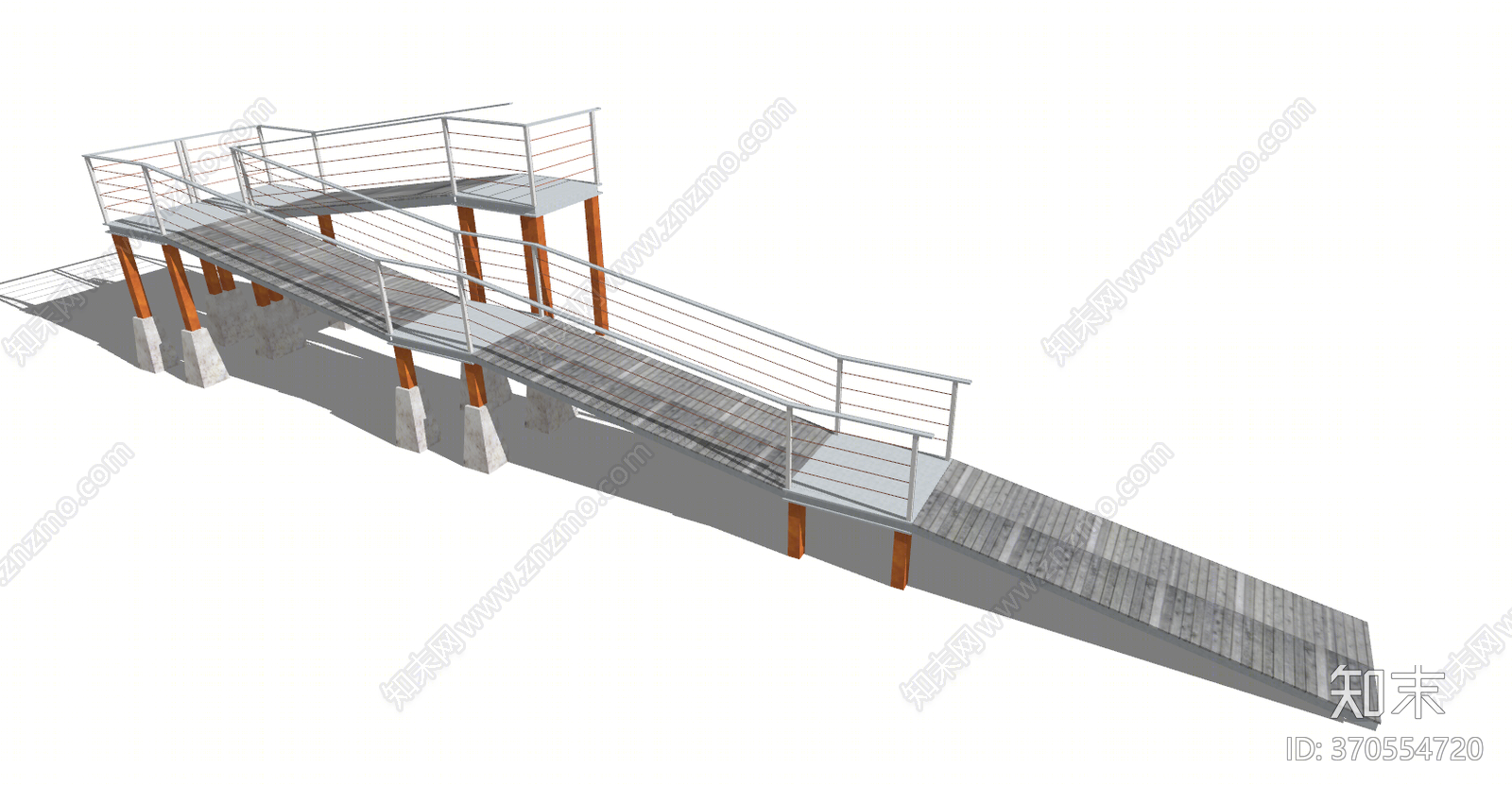 现代风格坡道栏杆SU模型下载【ID:370554720】