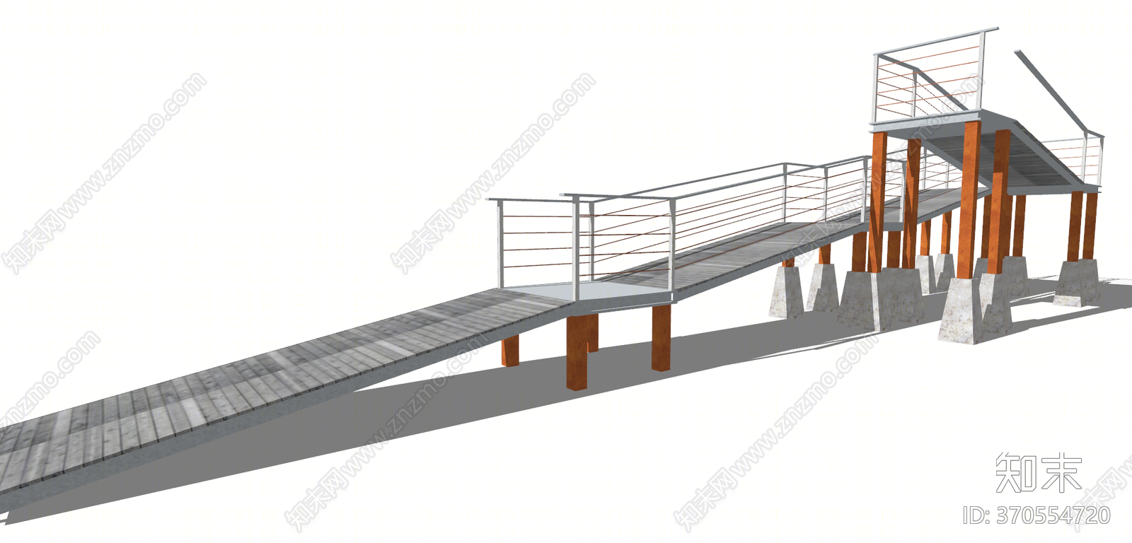 现代风格坡道栏杆SU模型下载【ID:370554720】