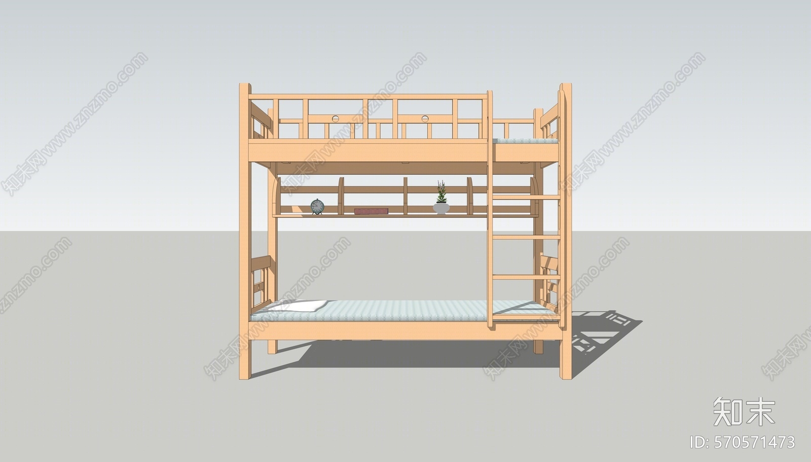 现代风格双层床SU模型下载【ID:570571473】