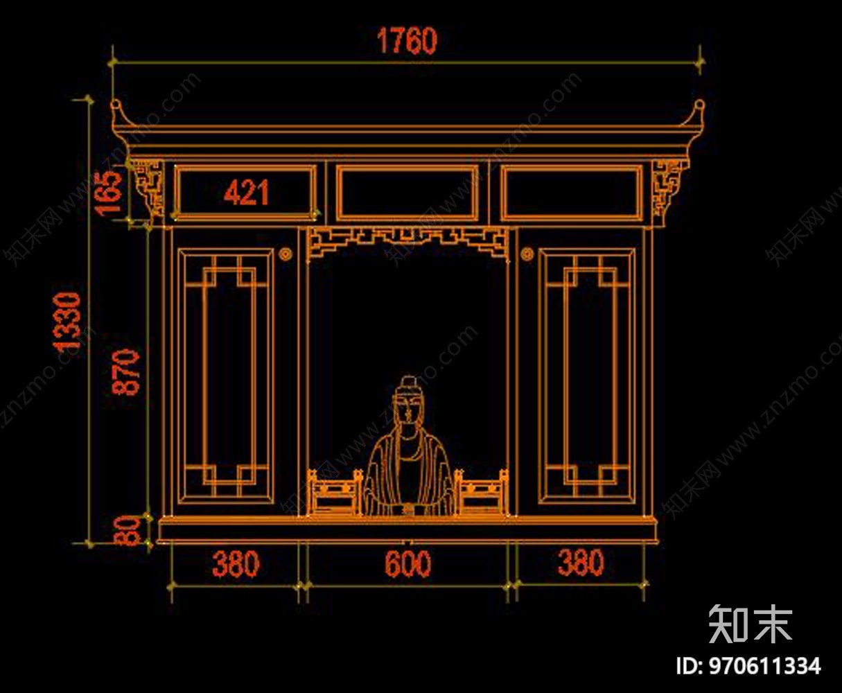 中式神龛cad施工图下载【ID:970611334】