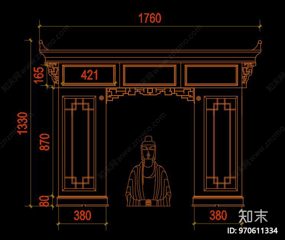 中式神龛cad施工图下载【ID:970611334】