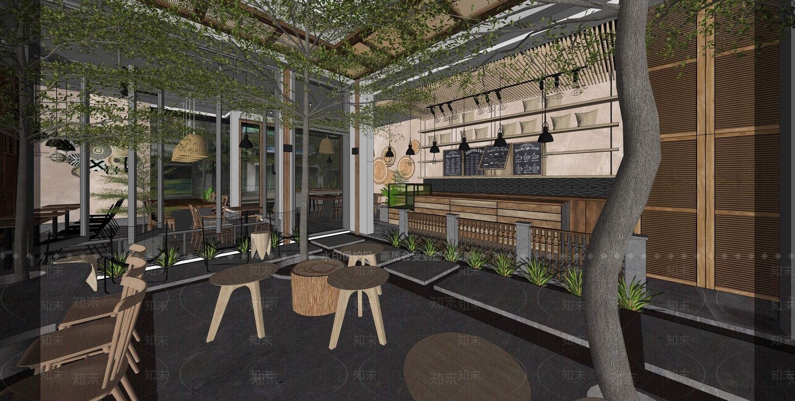 新中式风格餐厅SU模型下载【ID:970637050】